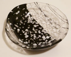 Black and White Streamer Art Glass Bowl