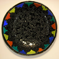 Black Bowl with Dichroic Glass Highlights