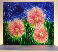 Ice Plant Art Glass Tile in Stand - Glass Panel