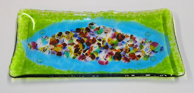 Rectangle Jewelry Art Glass Platter